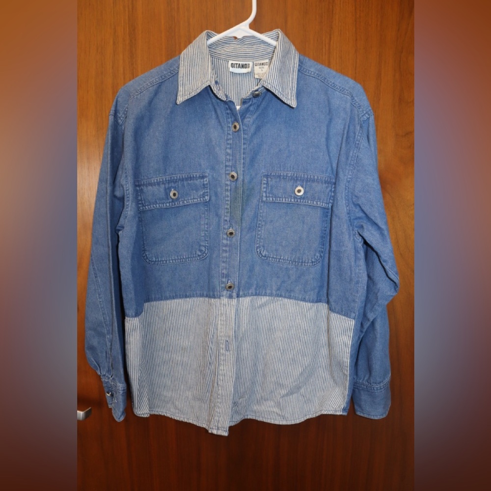 Gitano Blue Denim and Striped Men's Shirt